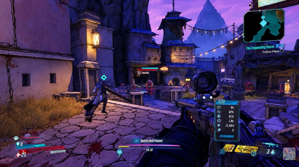Borderlands 3 open map combat scene for radar and awareness tools